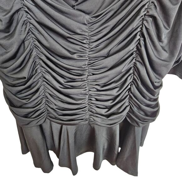 Express Blouse Peplum Blouse Puff Sleeve Blouse Ruched Blouse XL Black NEW - Picture 3 of 11